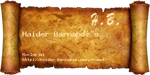 Haider Barnabás névjegykártya